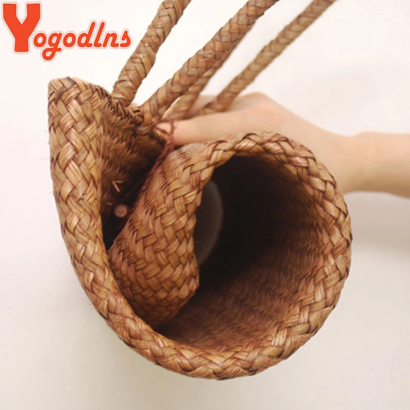 Сумка Yogodlns Женская плетеная модный тоут на плечо из ротанга Соломенная Сумочка