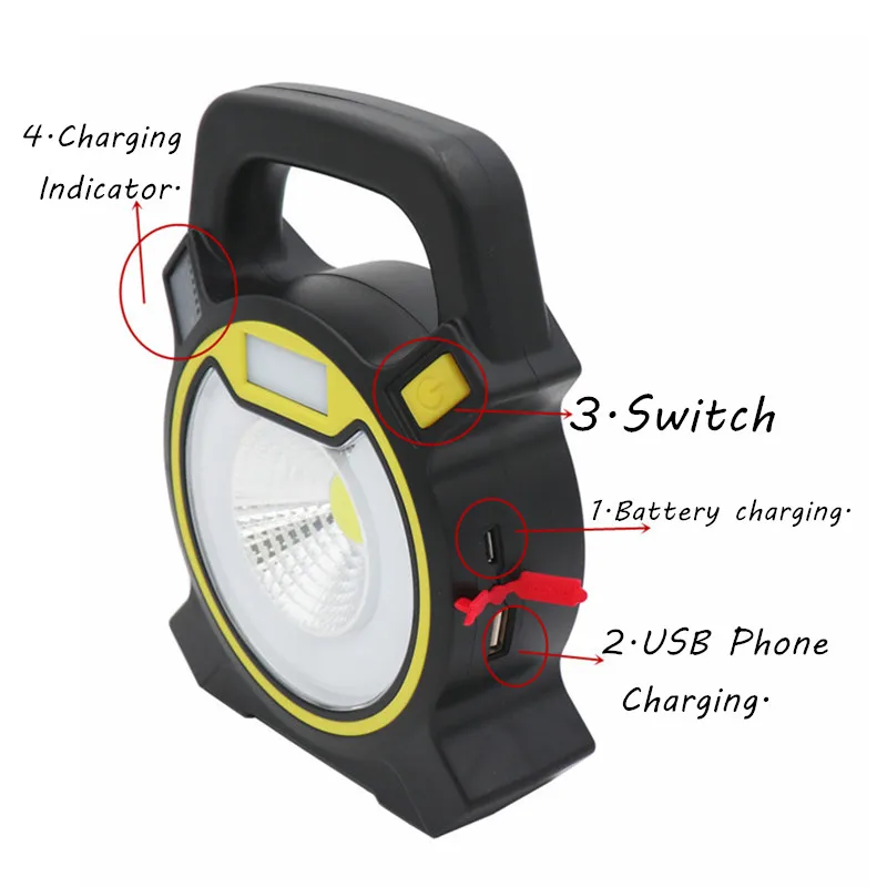 Зарядка для мобильного телефона 15 Вт COB светодиодный портативный светодиодный светильник-вспышка наружный светильник ing светильник для палатки Водонепроницаемый фонарь для рыбалки