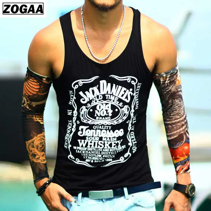 Men fashion Vest Printing Black Tank Top Cute Summer Tank for men ...