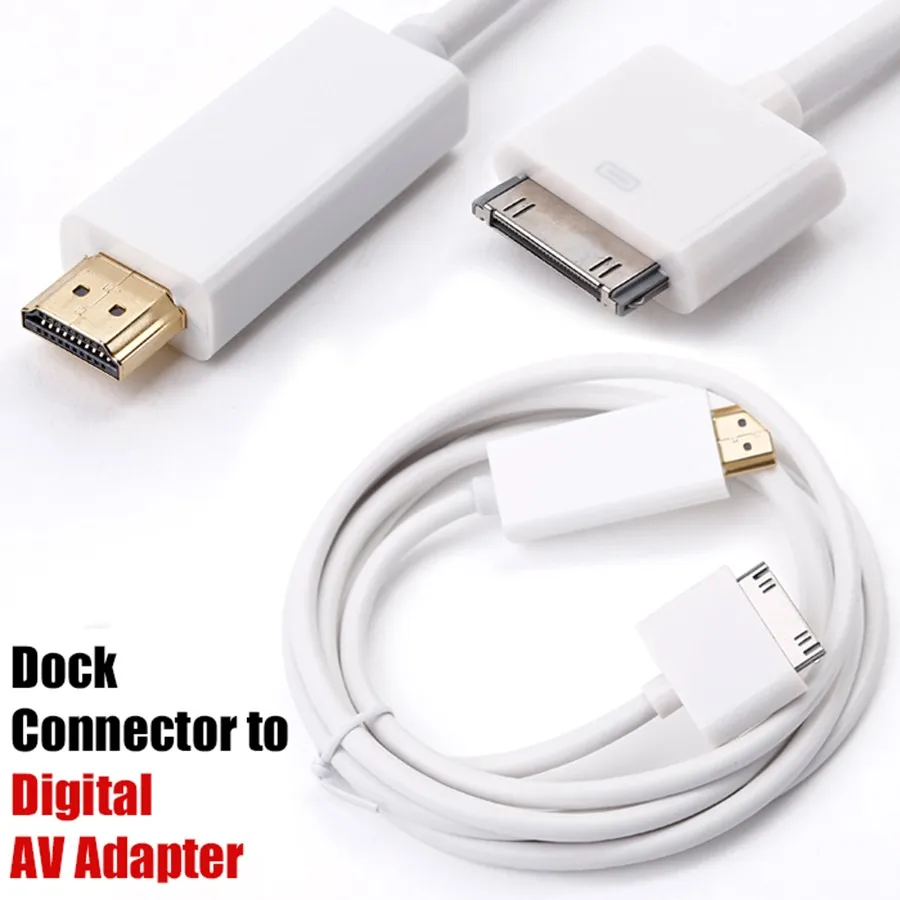 New 1080P Connection Dock Connector to Male HDMI Adapter for iPhone 4 4s iPad 1 2 3 hdmi converter HDTV TV Cable  (1)