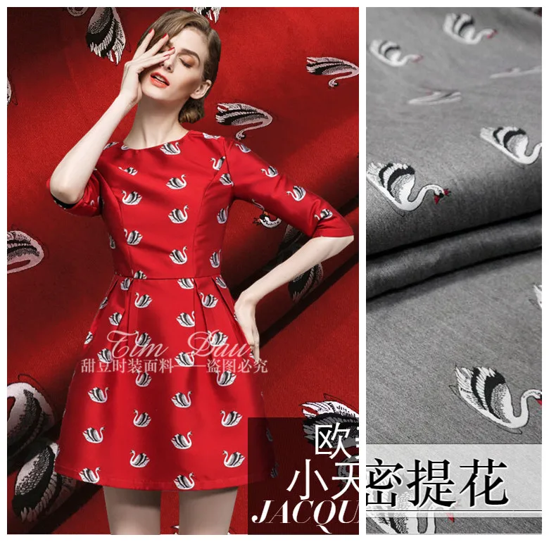 

150cm swan jacquard fabric meter crisp fashion dress jacket DIY jacquard cotton fabric wholesale jacquard cotton cloth