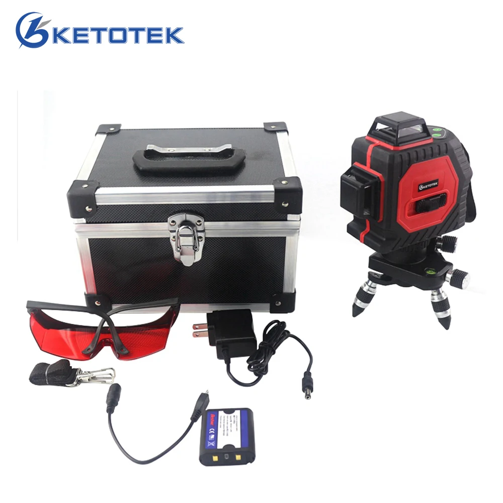 

Ketotek Laser Level 12Lines 3D Self-Leveling 360 Horizontal Vertical Cross Super Powerful Red Laser Beam Line for Indoor Outdoor