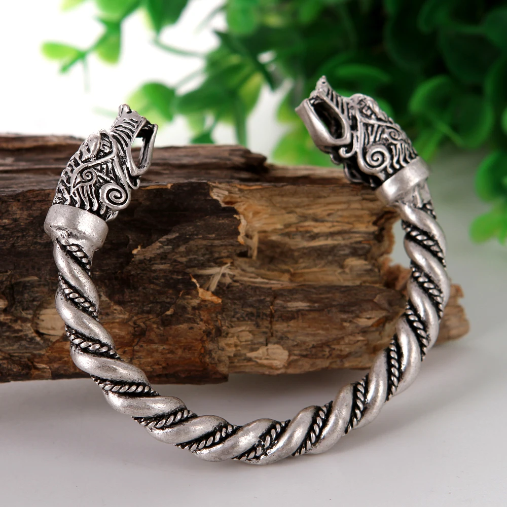 

Massive Viking Wolf Bracelet Pagan Bangle Drop Shipping Wristband Friend Gift Nordic Vikings Cuff