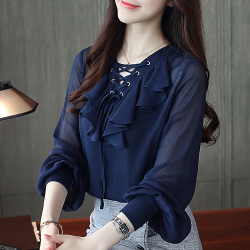 

Spring Korean Version Chiffon Women Shirt 2019 New Style Autumn Long Sleeve Work Wear Female Fashion Loose Temperament Blouses