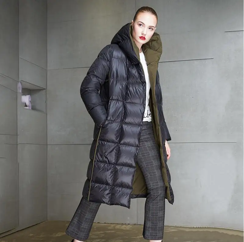 Vestes À Au Mode Coupe D'hiver Garder Capuchon 2018 Le Bas Noir Haute Section Femmes Qualité Épaissir bleu Chaud Nouvelles Mi Vers vent Longue De OwqP1tn