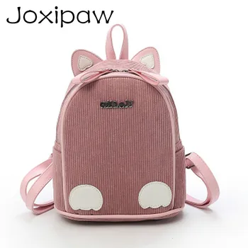 

2018 Hot Corduroy School Backpack Women Lovely Rucksack Casual Mini Zipper Backpack for Teenagers Girls School Bag Feminine pack