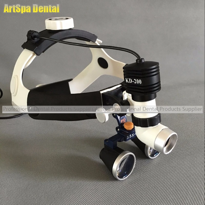  3.5X 420mm Portable Dental Binocular Loupes + One-way Moveable LED surgical Headlight