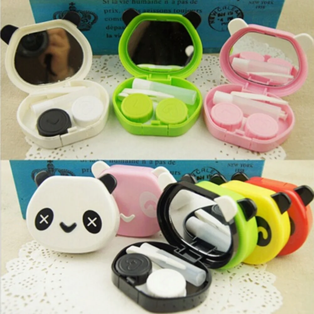 

Cute Cartoon Panda Holder Contact Lens Case with Mirror Tweezers Set Portable Contact Lenses Box for Gift Random Color