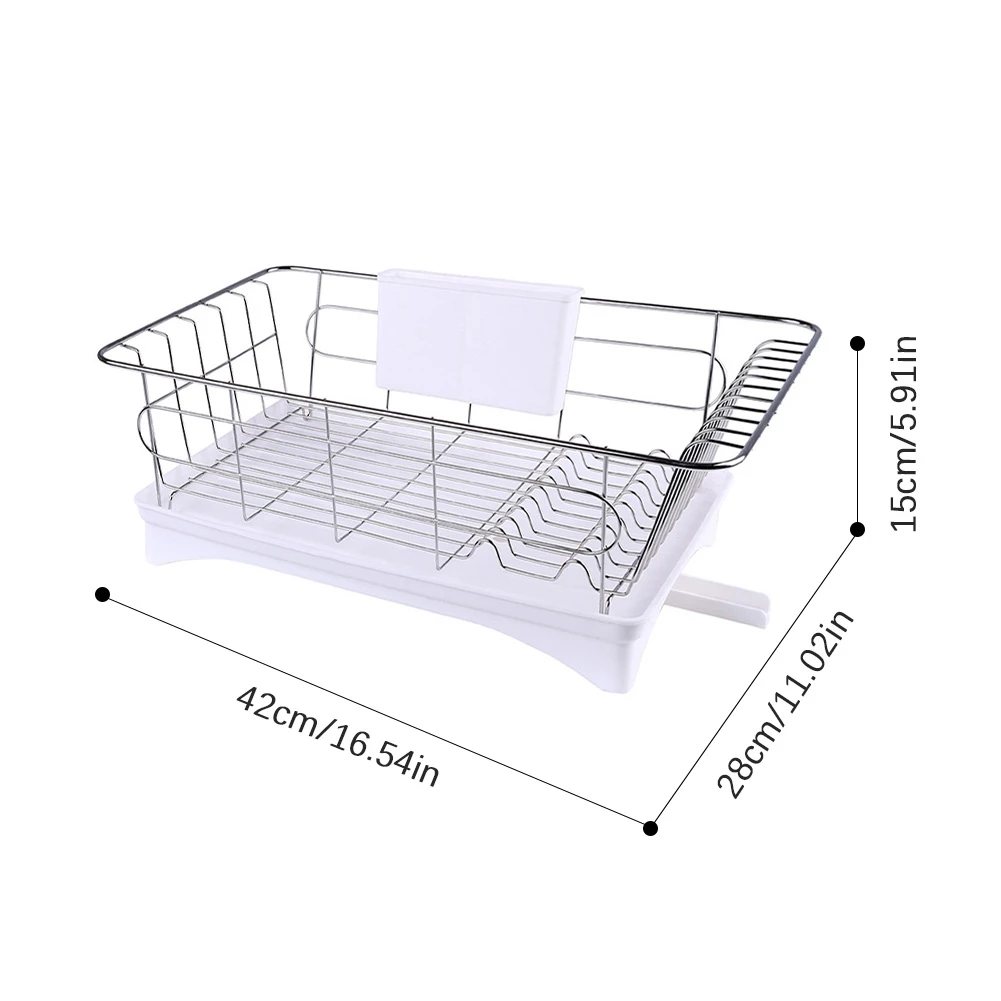 Сушилка для посуды из нержавеющей стали со съемным набором из 3 предметов, стойкая к ржавчине, держатель для кухонной стойки, стойка для хранения