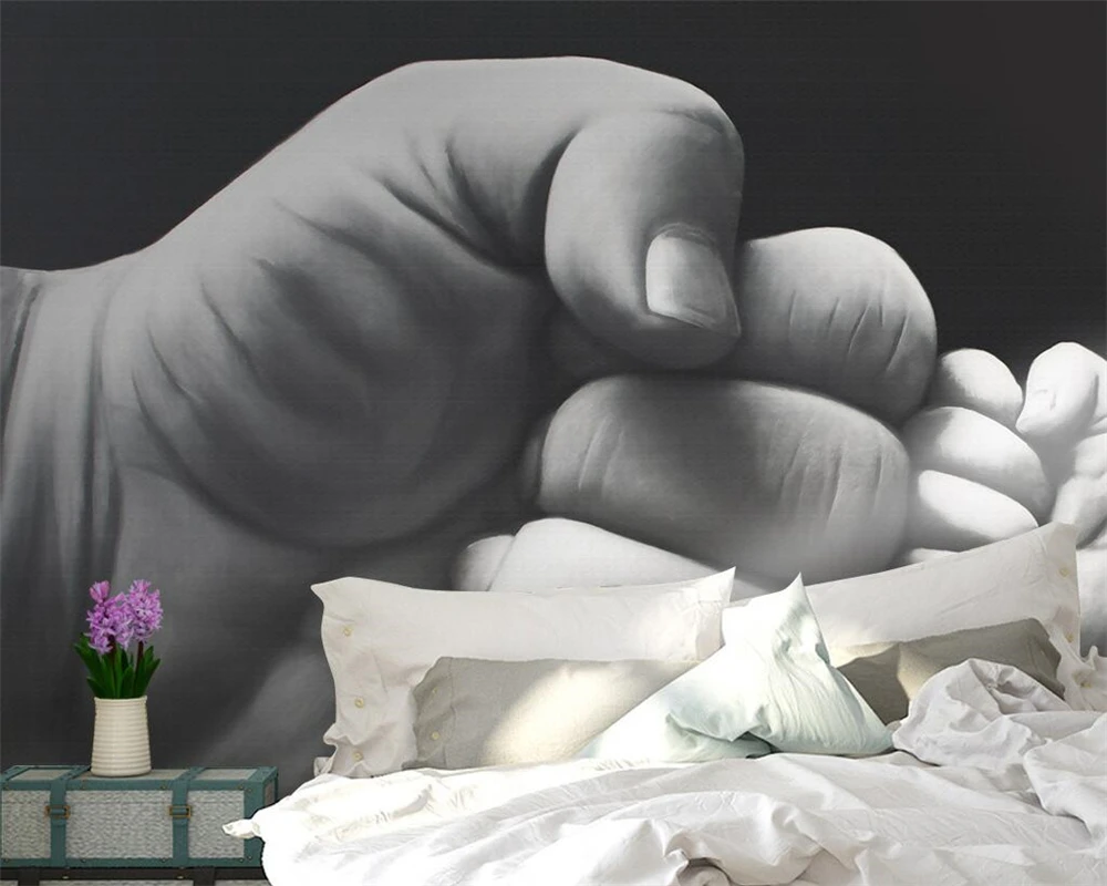 Beibehang Custom wallpaper hand drawn black and white fist 3d tv backdrop Wall Living room bedroom background mural 3d wallpaper Beibehang Custom wallpaper hand drawn black and white fist 3d tv backdrop Wall Living room bedroom background mural 3d wallpaper