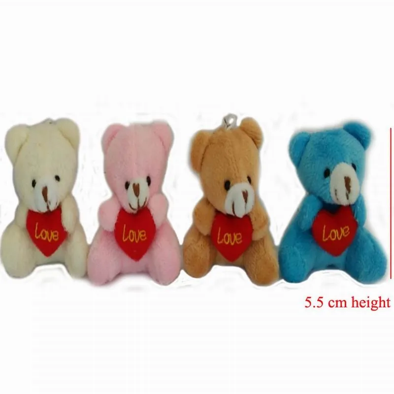 5.5cm plush teddy bear with love heart 5color 2