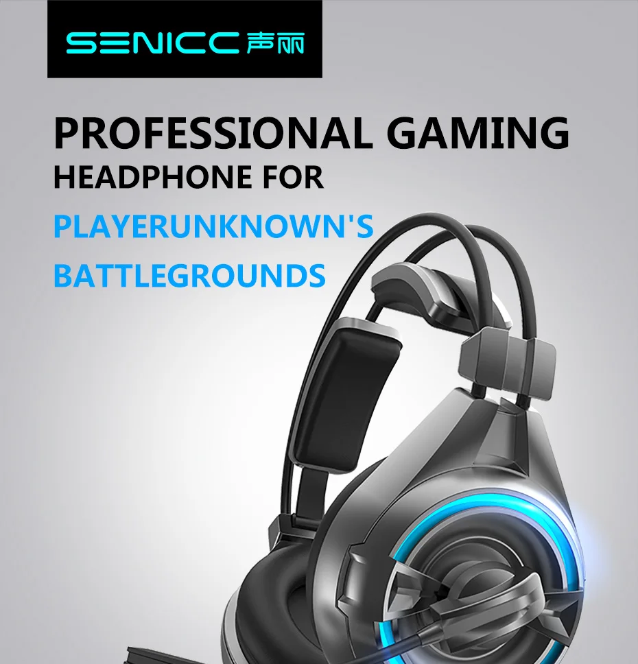 SENICC A6 USB драйвер шумоподавление Игровые наушники Flying wing Gamer гарнитура с микрофоном светодиодный наушники для компьютера PC