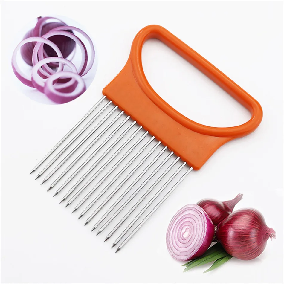 

4YANG Shrendders & Slicers Tomato Onion Vegetables Slicer Cutting Aid Holder Guide Slicing Cutter Safe Fork Onion Slicer Tools