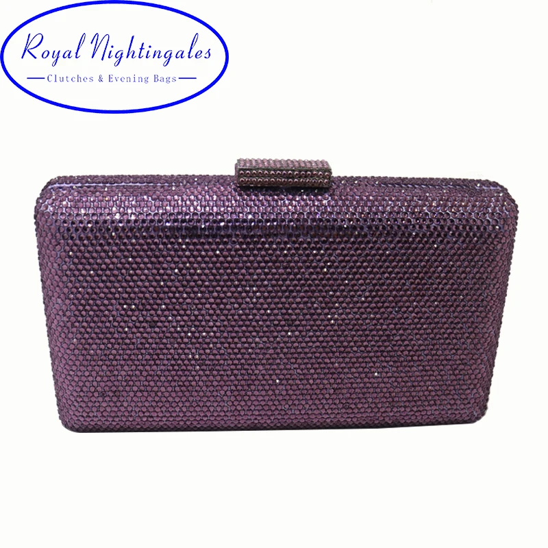 Purple Hard Box Case Crystal Clutches and Evening Bags The Great Big