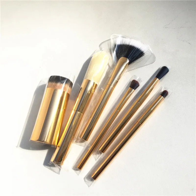 

BD TT-SERIES 6-Brushes Gold Handle Beauty Concilio Set (Buffer Airbuki Foundation Powder Fan Eyeshadow) - Makeup brushes Blender