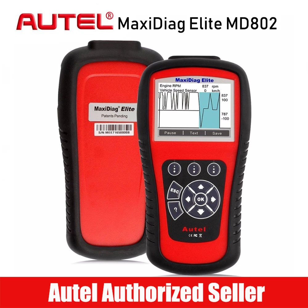 

AUTEL MaxiDiag Elite MD802 OBD2 All System Auto Code Reader Scanner Automotive Diagnostic Tools Oil Reset EPB Reset Functions
