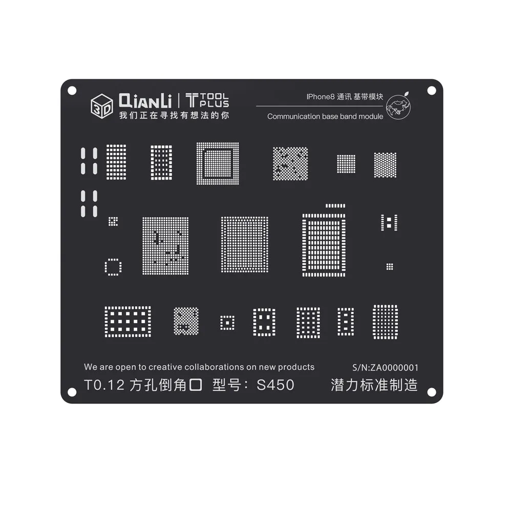 

Qianli 3D Positioning Black Stencil Universal Communication Base Band Stencil for iPhone 5 5s 6 6Plus 6s 6sPlus 7 7Plus 8 8Plus