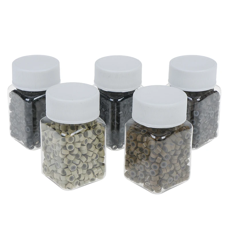 5Colors 500Pcs/lot Hair Silicone Ring/Links/Beads Micro Crimp Beads Micro Bead For Hair Extensions