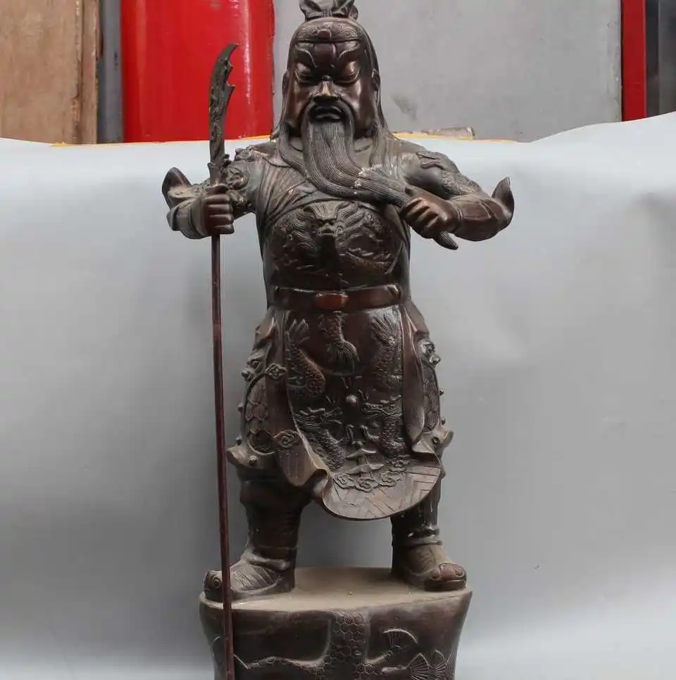 25&quot China Chinese Bronze martial Stand Warrior General Guan Gong Yu Statue Sculp | Дом и сад