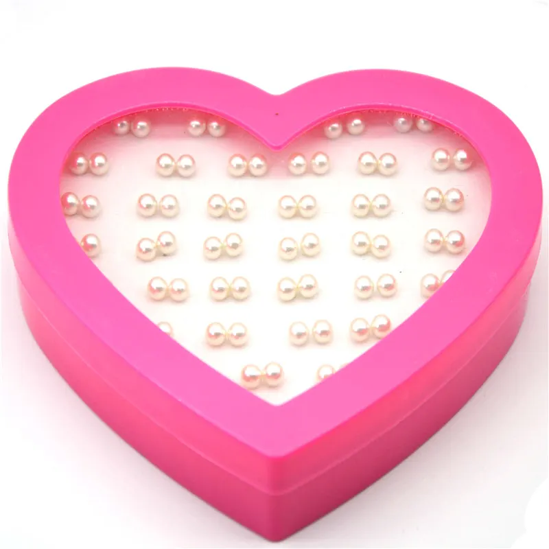 36 пар модные жемчужные серьги персиковая коробка с сердцем серьги аксессуары серьги-гвоздики набор для женщин круглый дизайн ювелирные изделия