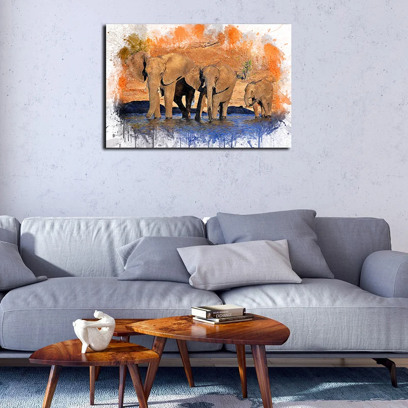 Us 9 87 Elephant Wall Decor African Elephant Painting Artwork Canvas Prints Wall Art Animal Painting For Living Room Bedroom Wall Decor In Painting