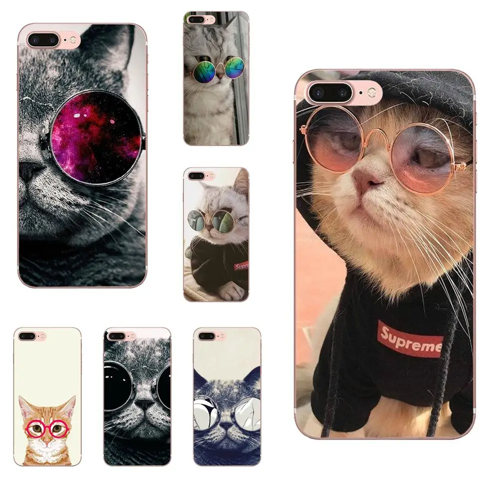

Soft Protector Phone Cases Cat With Glasses For Xiaomi Redmi Note 2 3 3S 4 4A 4X 5 5A 6 6A Pro Plus