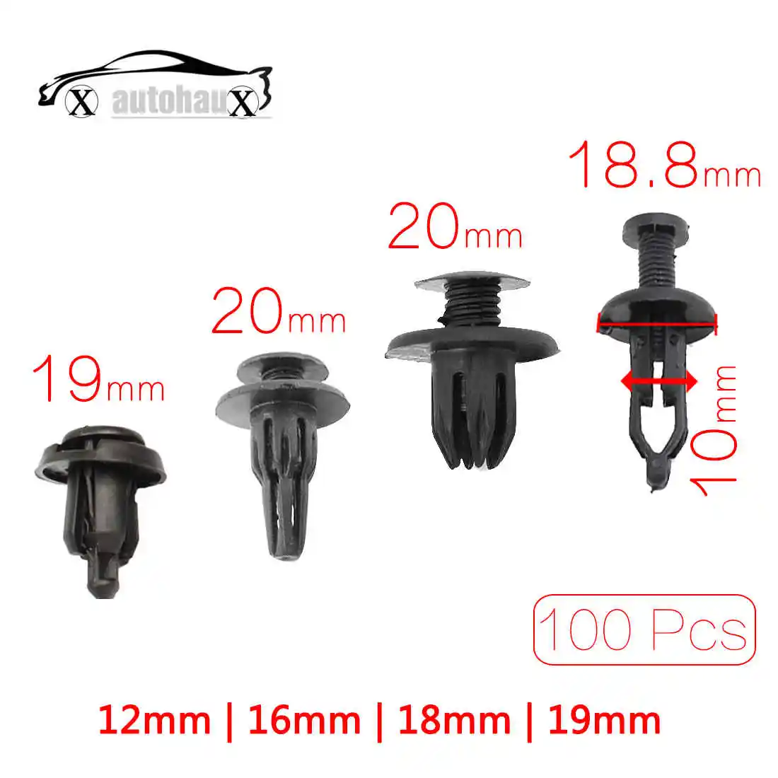 X Autohaux 10 шт. подходит отверстие 6 мм | 9 мм | 10 мм Универсальный Автомобильный бампер крыло 6 мм отверстие пластиковые заклепки Push булавки зажимы головки | 11 мм |