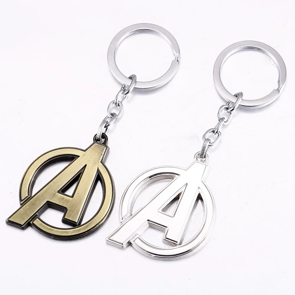 

High Quality 2019 New Marvel series The Avengers A Logo Keychain Originality 3D Logo Metal Chains Ring Holder Keychain