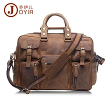 JOYIR Large Vintage Genuine Leather men Luggage Travel Bags Retro Muti Pockets Handbag Crossbody Bags Shoulder