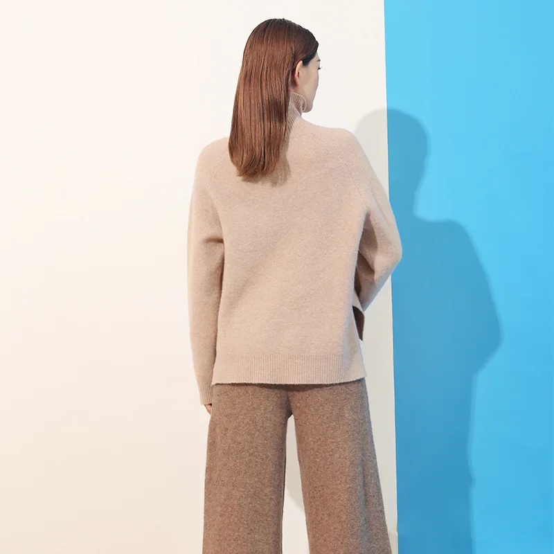 Turtleneck pullover yakwool sweater women's Autumn and winter Yakwool Knitting loose swearwe fashion Joker wool sweater MF2857