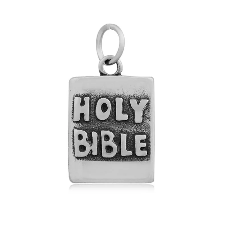 Stainless Steel Religious Pendant Charm Antique Silver Double Side