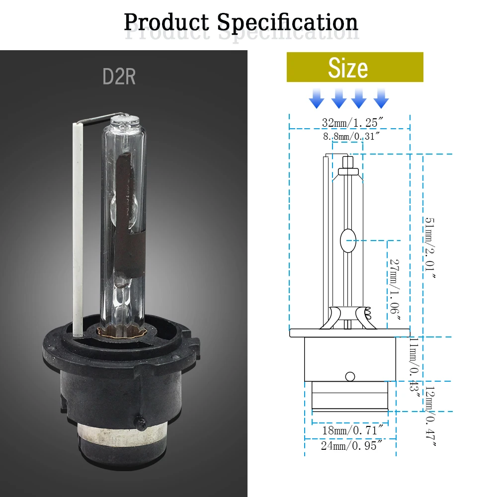 D2R Авто HID ксеноновая лампа 35 Вт 4300 K-10000 K P 32d-3 12V Замена для Philips Osram или GE совместим с 85126 66050 66250 53500