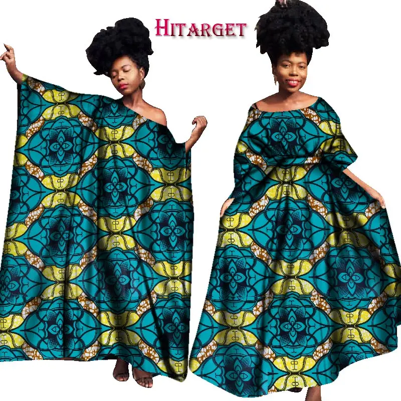 

Vintage African Dresses for Women Bazin Riche Kanga Clothing Big Robe Vestidos Dashiki African Wax Print Dresses Clothes WY1701