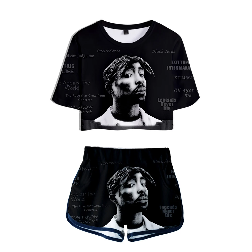 Rapper 2Pac 2019 Новое поступление женские модные летние спортивные костюмы с 3D принтом