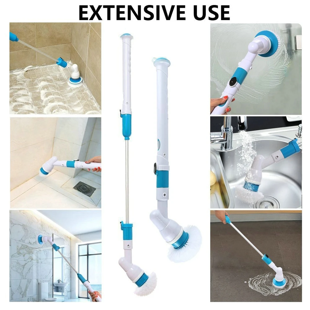 Turbo Scrub Electric Cleaning Brush Adjustable Waterproof Cleaner Wireless Charging Clean Bathroom