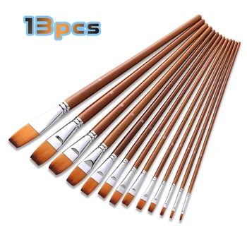

13Pcs/set Artist Nylon Hair Acrylic Painting Brush Set Long Handle School Drawing Tool Watercolor Brush For Art Supplies