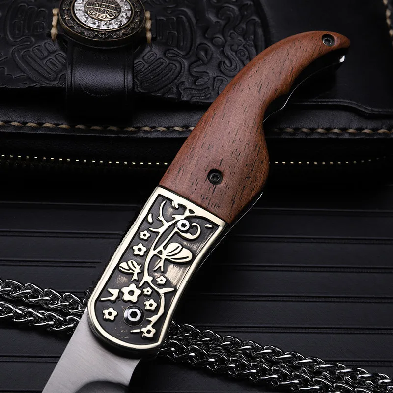 2016 high quality outdoor folding knife self-defense wilderness survival with high hardness knife wild fruit knife plum blossom