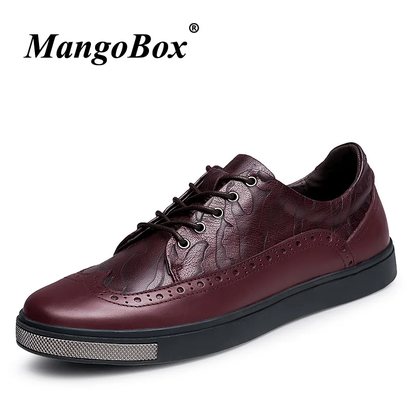 

Luxury Shoes Men Designers 2018 Brogues Footwear Red wine Mens Flat Shoes Genuine Leather Male Casual Office Shoes Size 38-44
