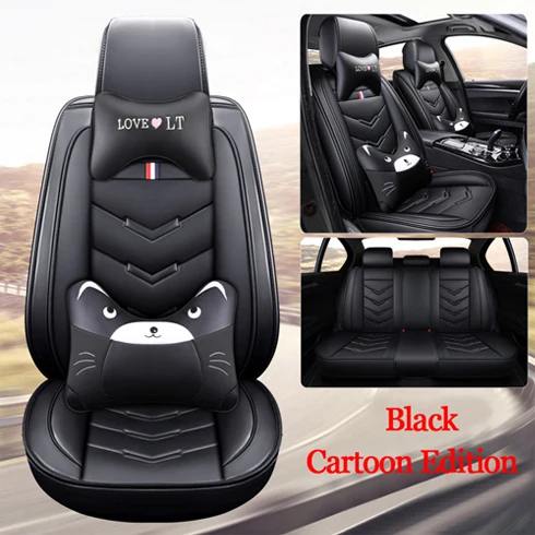 Роскошные Чехлы для автомобильных сидений из искусственной кожи для Toyota Corolla Camry Rav4 Auris Prius Yalis Avensis SUV автомобильные аксессуары для интерьера - Название цвета: black-C