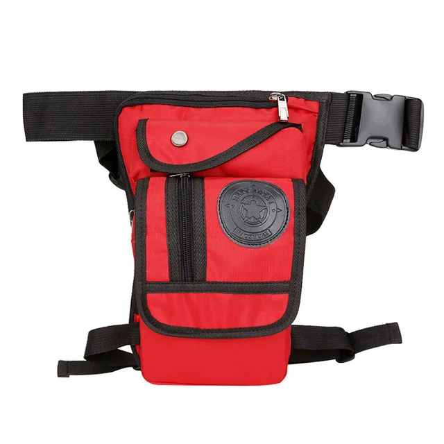 Norbinus, Мужская нейлоновая сумка через плечо, мотоциклетная сумка, наездник, набедренный ремень, сумки для ног, дорожная сумка, Мужская Военная поясная сумка, сумки - Цвет: Red Nylon