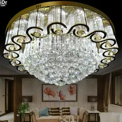 Континентальный золото круглый кристалл лампы большой гостиной атмосфера минималистский спальня освещение лампа LED Потолочные