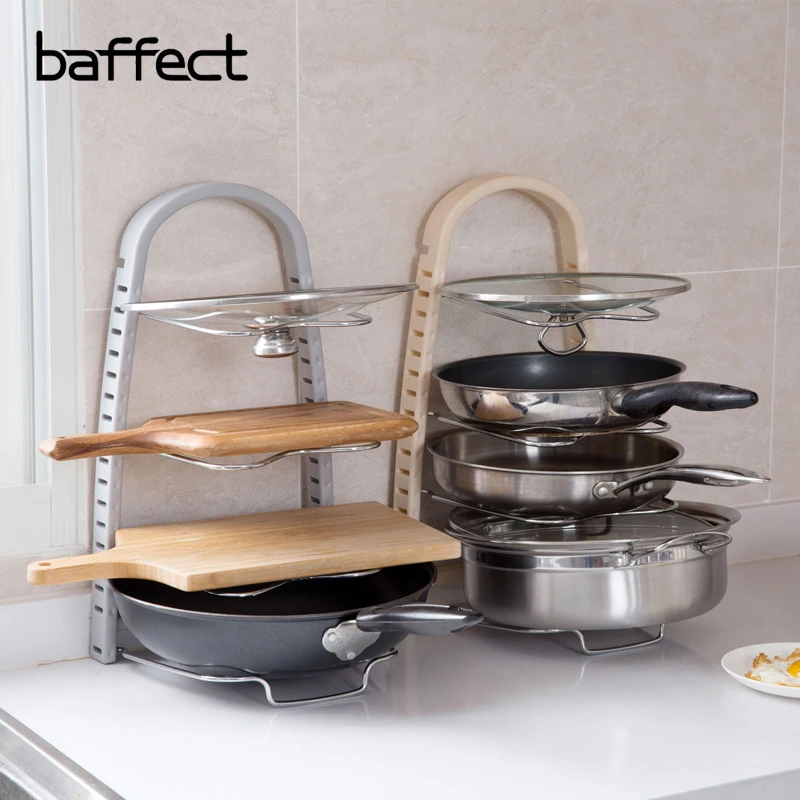 Kitchen Storage Racks Multi-Purpose Pot Pan Cookware Lid Chopping Block Shelf Kitchen Organizer Kitchen Racks Plastic