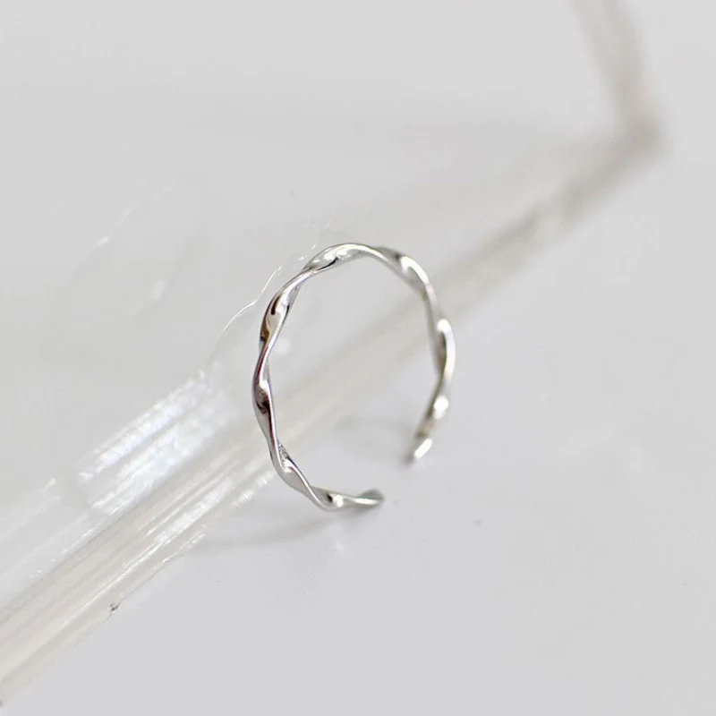 F.I.N.S корейское модное женское кольцо на костяшки пальцев, подлинное 925 пробы Серебряное волнистое кольцо, Открытое кольцо на палец, золото, серебро, женский костюм - Цвет основного камня: Silver
