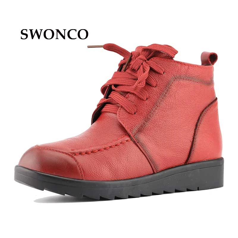 Natural Wool Fur Ankle Snow Boots Woman Genuine Leather 2017 Winter Warm Female Plush Martin Boots Flat Anti Slip Cotton Shoes Natural Wool Fur Ankle Snow Boots Woman Genuine Leather 2017 Winter Warm Female Plush Martin Boots Flat Anti Slip Cotton Shoes