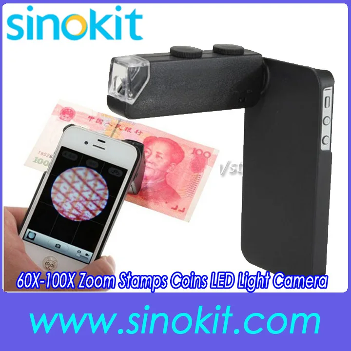 60X 100X Zoom Stamps Coins LED Light Camera Lens Microscope with case