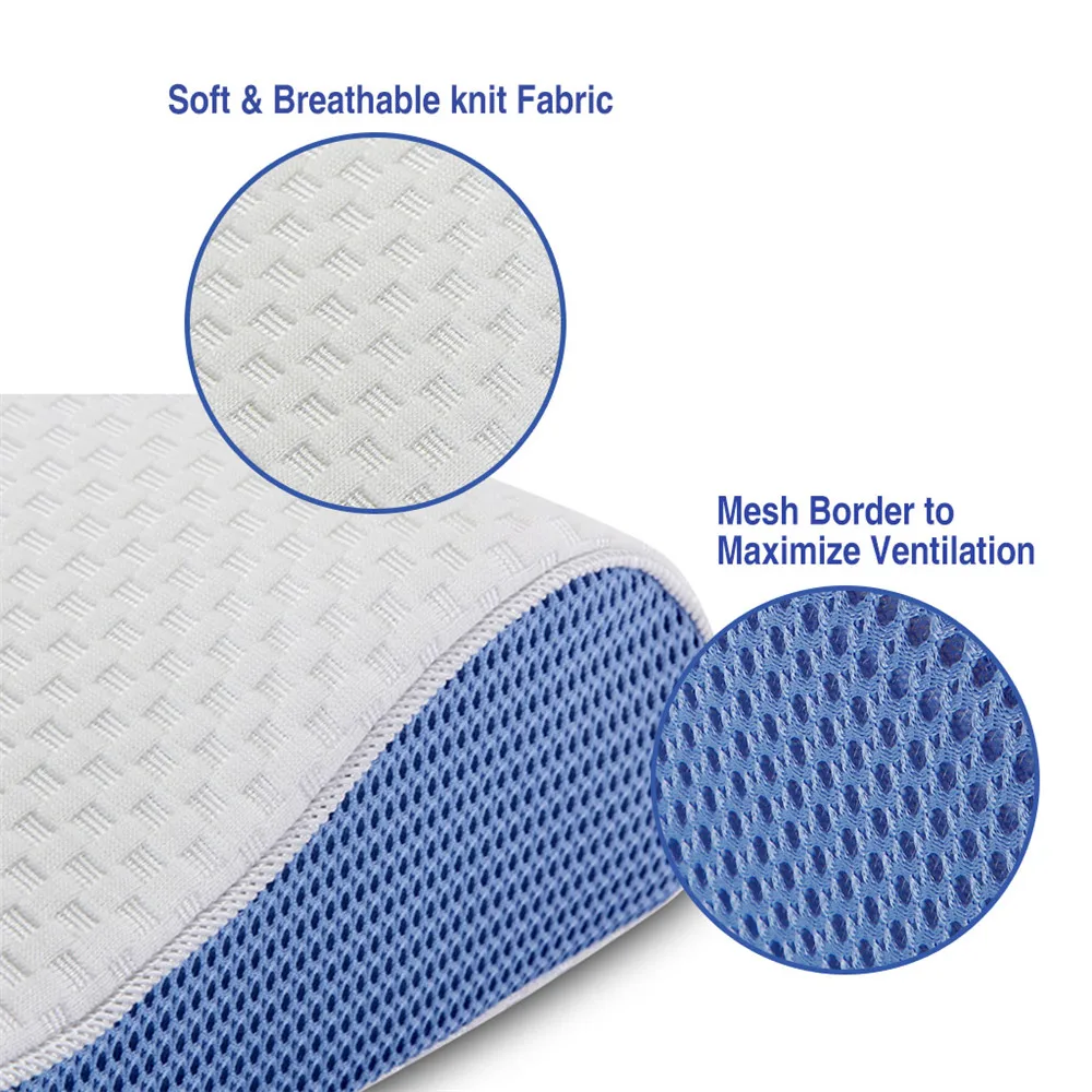 LANGRIA Adjustable Slow Rebound Memory Foam Pillow Health Care Contour Memory Foam For Neck Shoulder Support- Blue Hot 20174