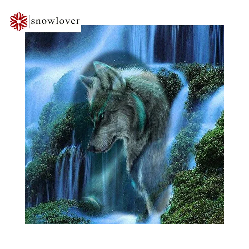 Snowlover 5D diy diamond embroidery full square Diamond Painting Cross Stitch 3D Mosaic Needlework Crafts A wolf |