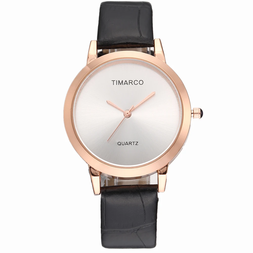 Новые модные женские часы простой дизайн циферблат из розового золота кожаный ремешок аналог кварцевые часы Saats reloj mujer