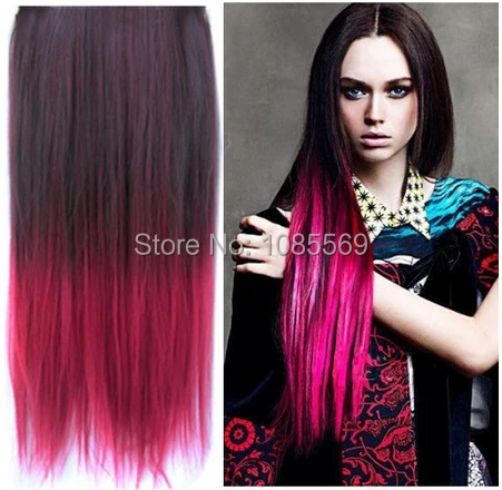 Luckygirl Black To Wine Red Straight Ombre Dip Dye Color In Hair