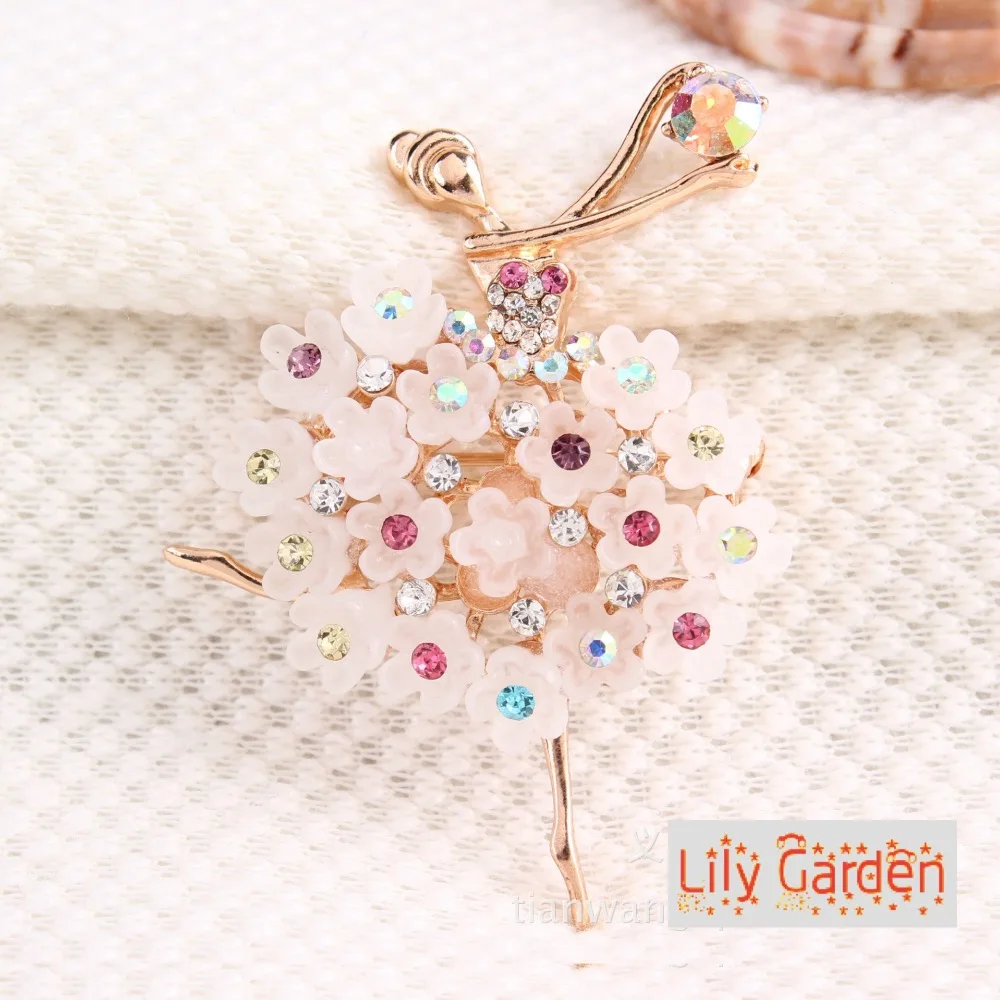 Zircon Crystal Luxury Dancing Girl Brooches Fashion Jewelry For Women Brooch Pin Best Christmas 